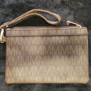 Brown Monogram Wristlet Clutch